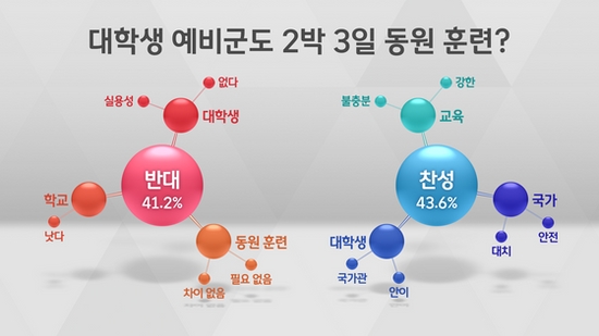 [여론조사] '대학생 예비군 동원훈련 찬성' 43.6% vs '반대' 41.2%