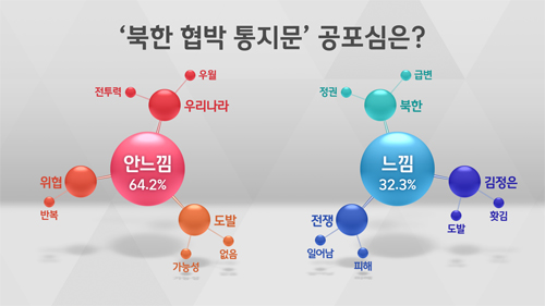 [여론조사] '북한 협박 통지문, 공포심 안 느낀다' 64.2%