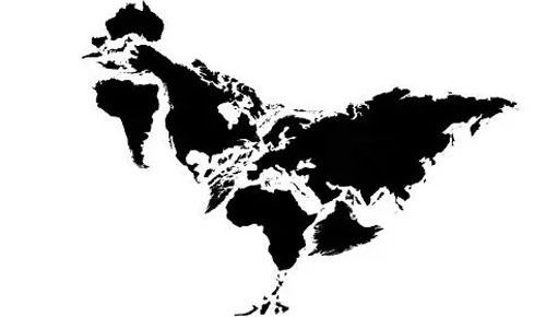 닭 모양 세계지도 화제…우리나라는 몸통, 일본은 닭 머리