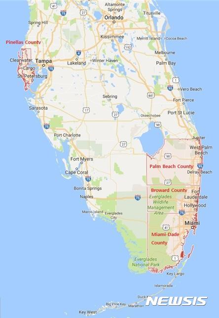 '지카바이러스' 미국도 위험…여행자제지역 플로리다주 4개군으로 확대
