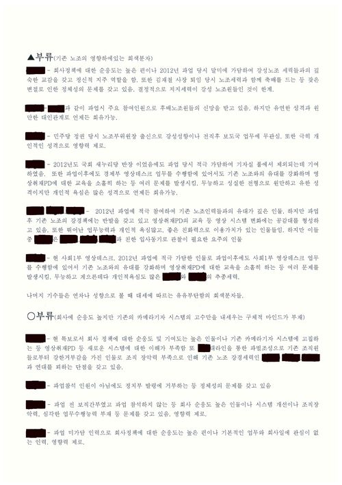 MBC노조 "성향 따라 등급 매긴 MBC판 블랙리스트" 의혹 제기
