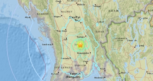 미얀마 중부서 규모 6.0 지진…"인명피해 보고 없어"