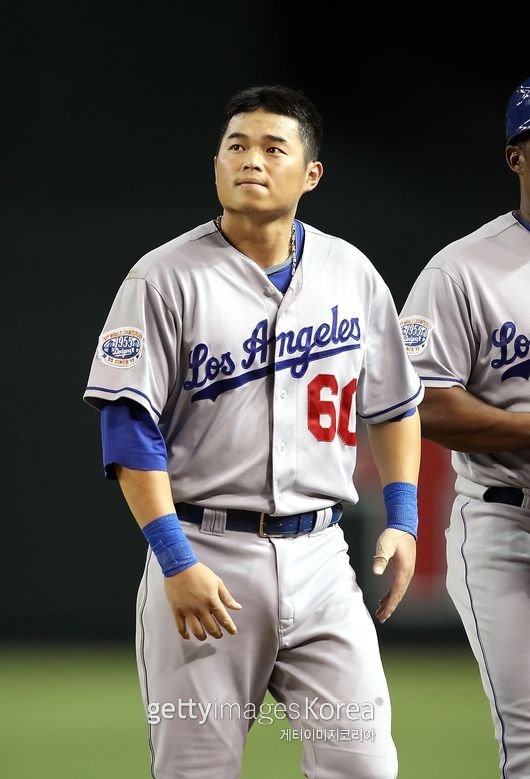 다저스 유망주 시절의 후친룽. 후친룽은 첸진펑의 뒤를 이어 LA 다저스에 입단했고 메이저리그에 데뷔까지 한 이력의 소유자다
