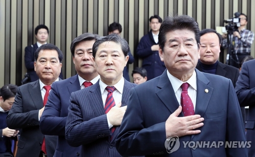 한국당, '4+1 체제' 맹공…원내대표 후보 4인 "필사 저지"