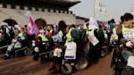 청와대 향해 한 뼘씩…중증장애인 77명 '오체투지' 행진