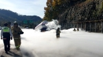 탱크로리 차량서 액화탄산가스 누출…한때 도로 결빙