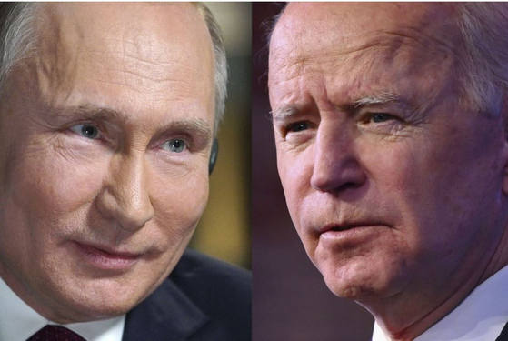블라디미르 푸틴 러시아 대통령(왼쪽)과 조 바이든 미국 대통령. [AFP=연합뉴스]