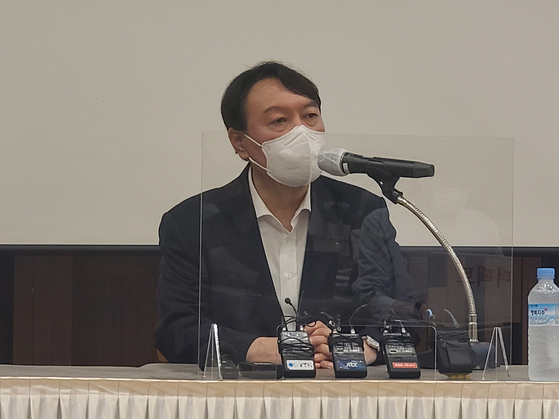 대전·충청 언론인과의 간담회에 참석한 윤석열 전 검찰총장
