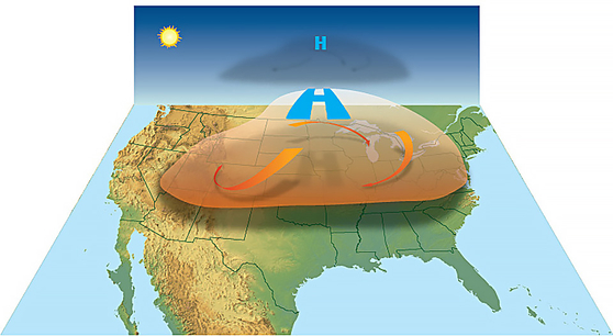 미국 열돔 (heat dome) 모식도 〈출처: NOAA (미국 해양대기청)〉