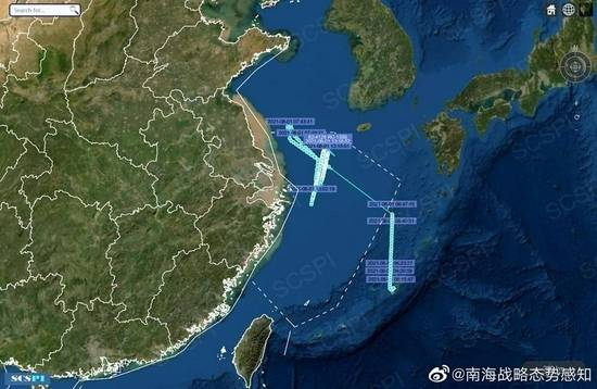 코브라볼 정찰기의 항적 사진.〈사진=베이징대 남해전략태세감지계획 캡처〉