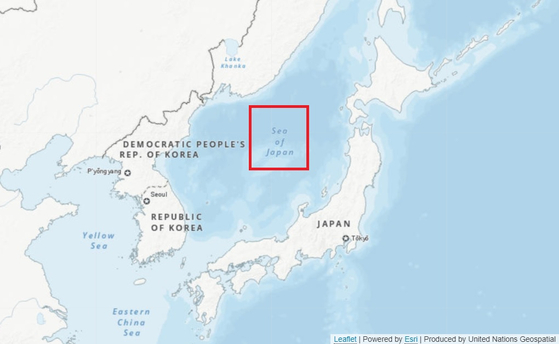 UN이 제공하는 한국 지도에 동해가 일본해(Sea of Japan)로 표기 돼 있다. 〈사진=UN Geospatial 캡처〉