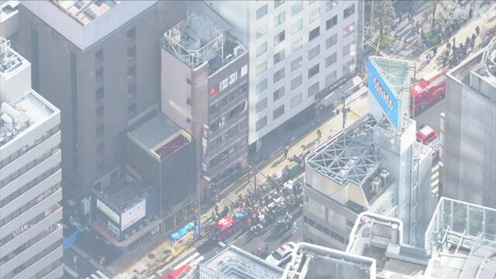 일본 오사카 빌딩 화재 현장. 〈사진=NHK 홈페이지 캡처〉