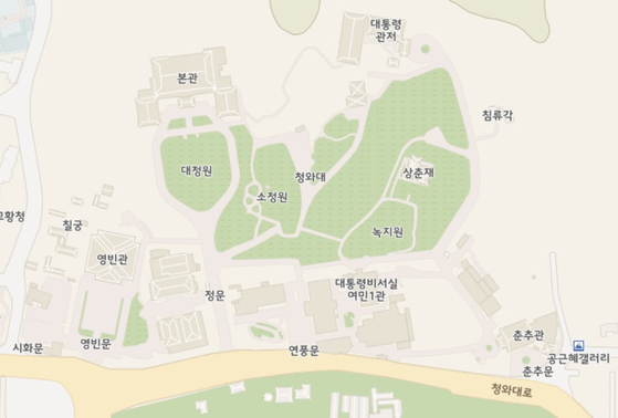청와대 경내 지도(온라인 공개 후)