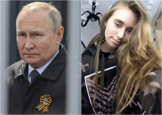 블라디미르 푸틴 러시아 대통령(왼쪽), 그의 딸로 알려진 루이자 로조바. 〈사진=EPA 연합뉴스, 인스타그램〉